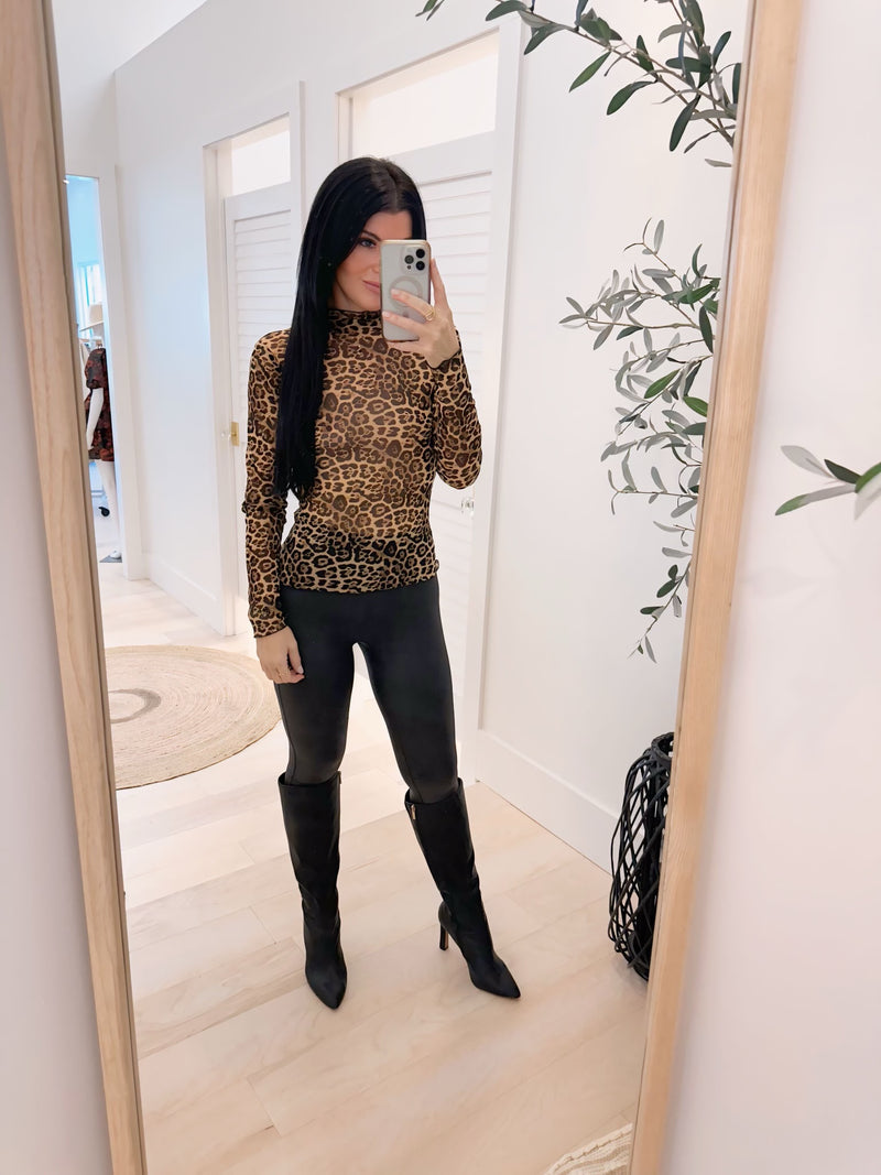 Fitted Sheer Leopard Top