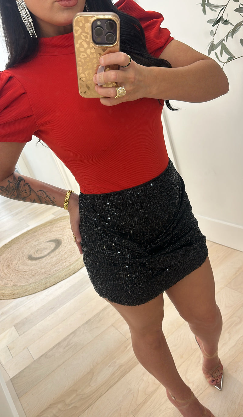 Sparkle Twisted Mini Skirt