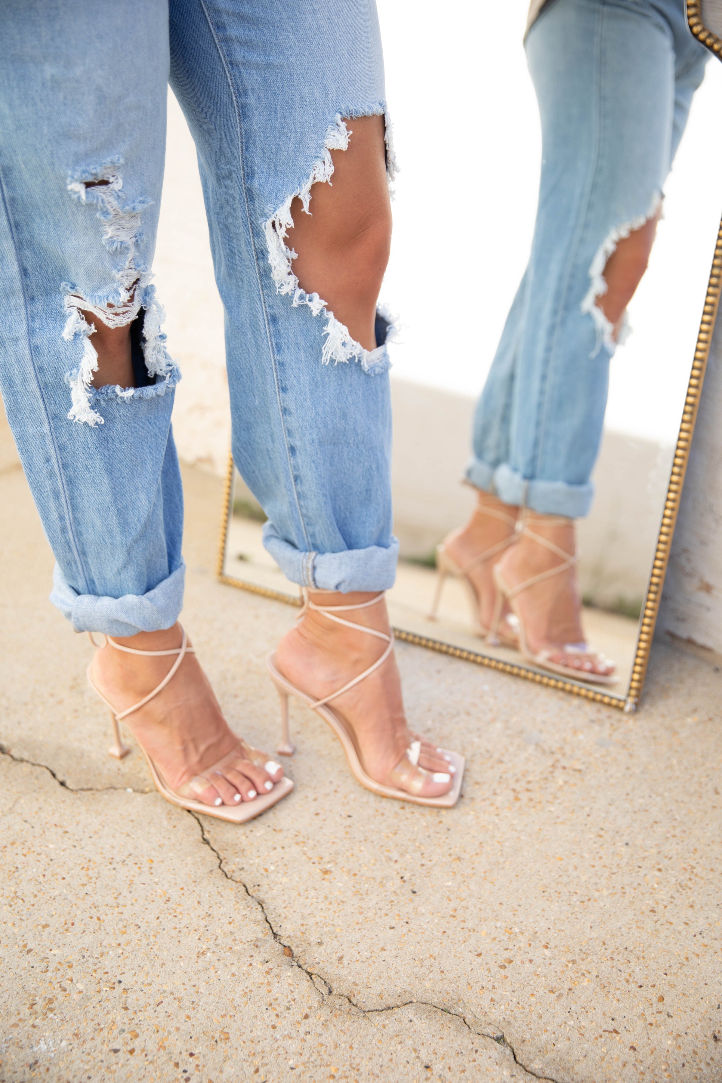 Take A Stand Nude Clear Strap Heels | Clear strap heels, Heels, Edgy look